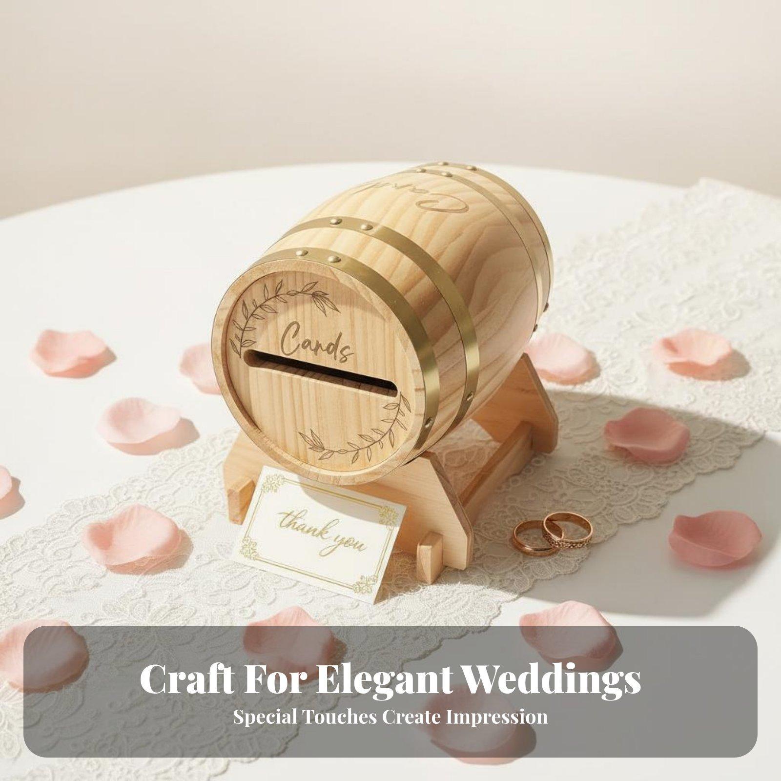 Wedding Card Box - صندوق خشبي كبير للبطاقات مع فتحة
